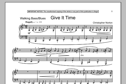 Christopher Norton Give It Time sheet music notes and chords arranged for Piano Solo
