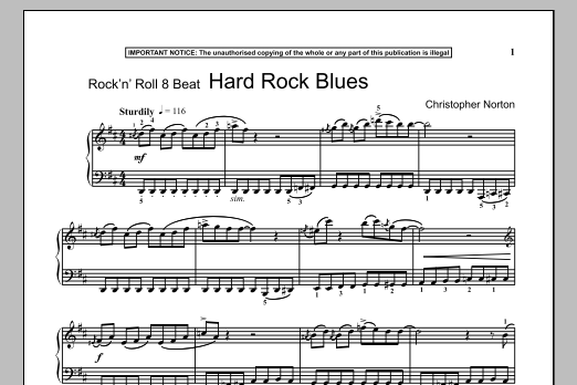 Christopher Norton Hard Rock Blues sheet music notes and chords arranged for Piano Solo