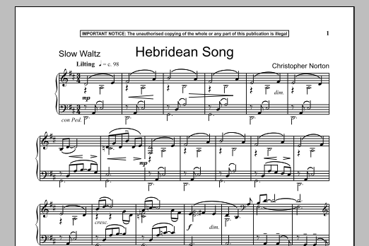 Christopher Norton Hebridean Song sheet music notes and chords arranged for Instrumental Solo