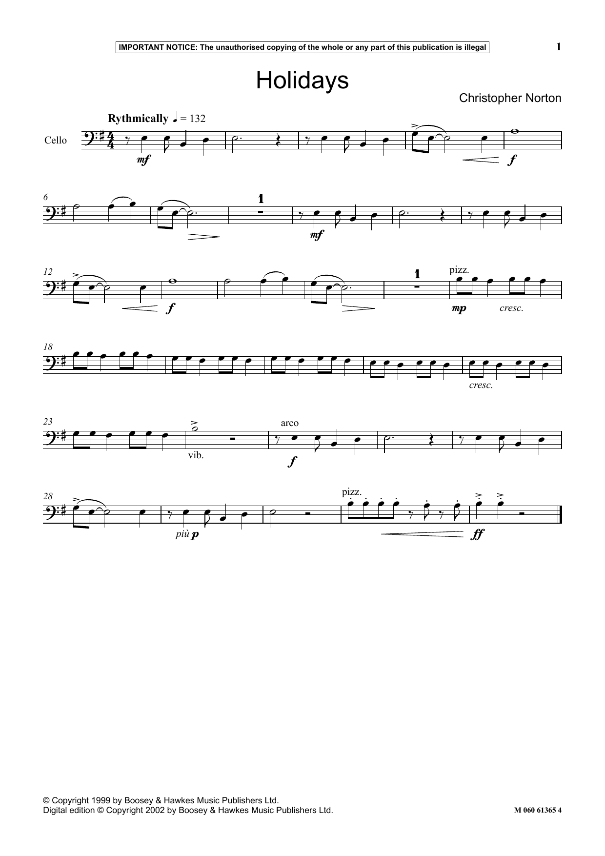 Christopher Norton Holidays sheet music notes and chords arranged for Instrumental Solo