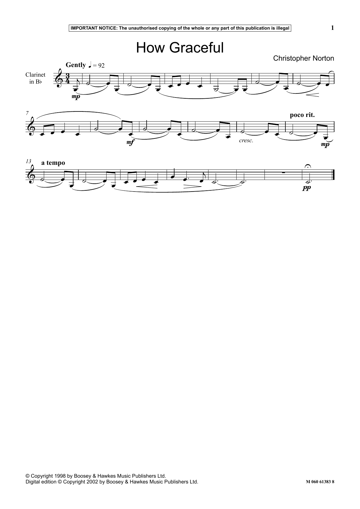 Christopher Norton How Graceful sheet music notes and chords arranged for Instrumental Solo