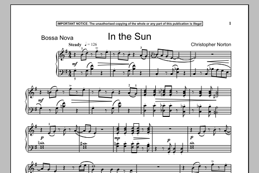 Christopher Norton In The Sun sheet music notes and chords arranged for Piano Solo