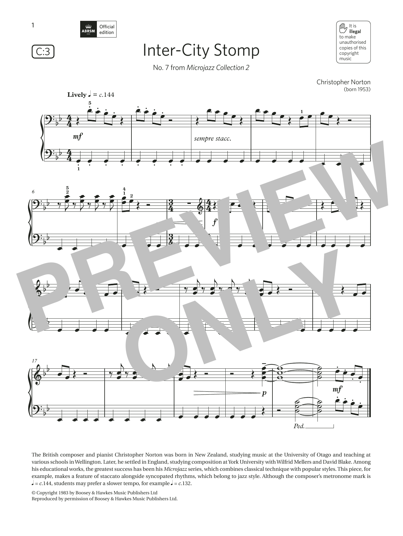 Christopher Norton Inter-City Stomp (Grade 2, list C3, from the ABRSM Piano Syllabus 2021 & 2022) sheet music notes and chords arranged for Piano Solo