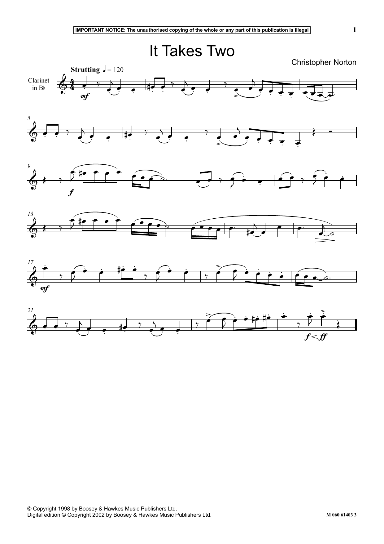 Christopher Norton It Takes Two sheet music notes and chords arranged for Instrumental Solo