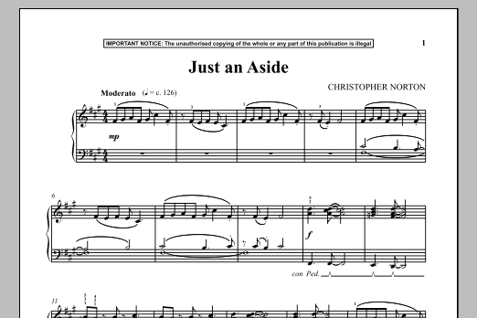 Christopher Norton Just An Aside sheet music notes and chords arranged for Piano Solo