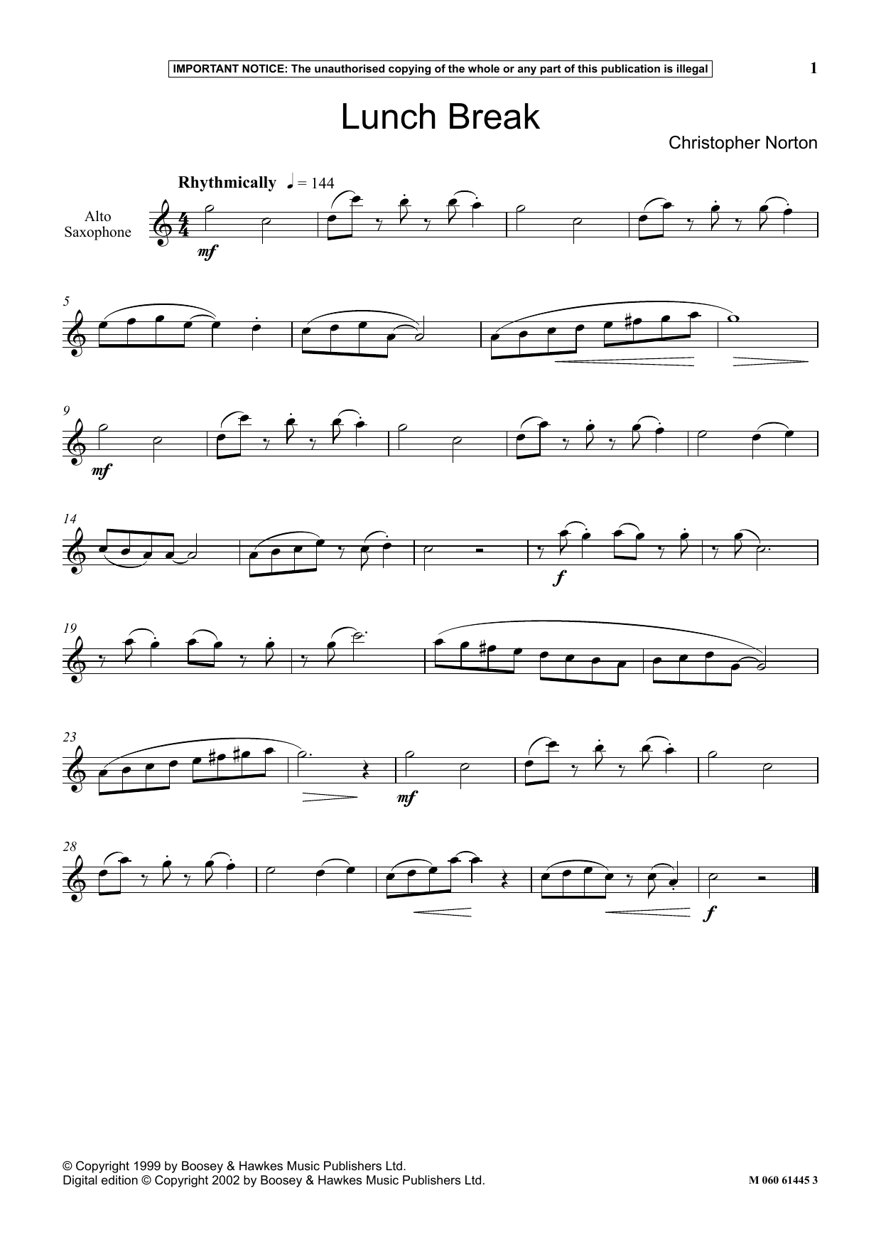 Christopher Norton Lunch Break sheet music notes and chords arranged for Instrumental Solo