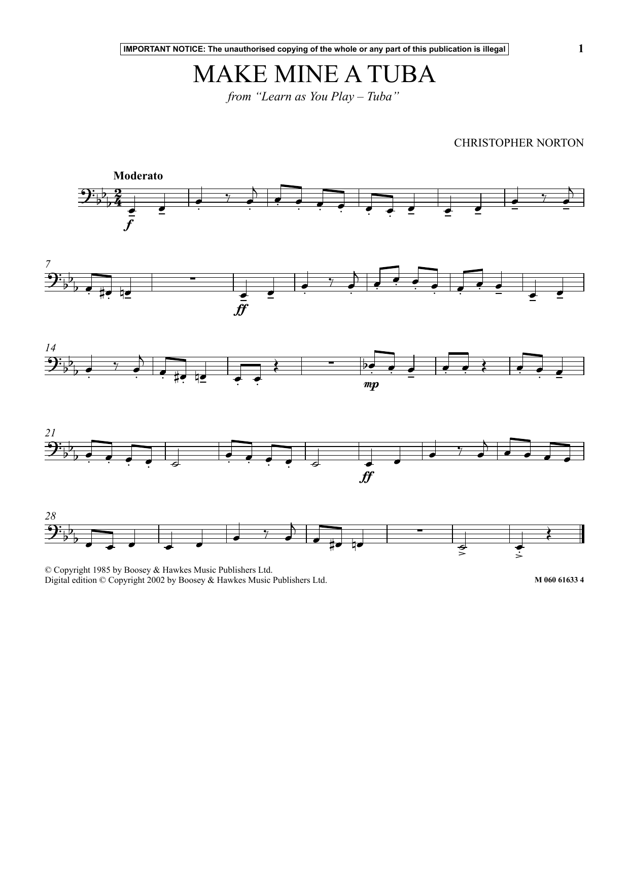 Christopher Norton Make Mine A Tuba (from Learn As You Play Tuba) sheet music notes and chords arranged for Instrumental Solo