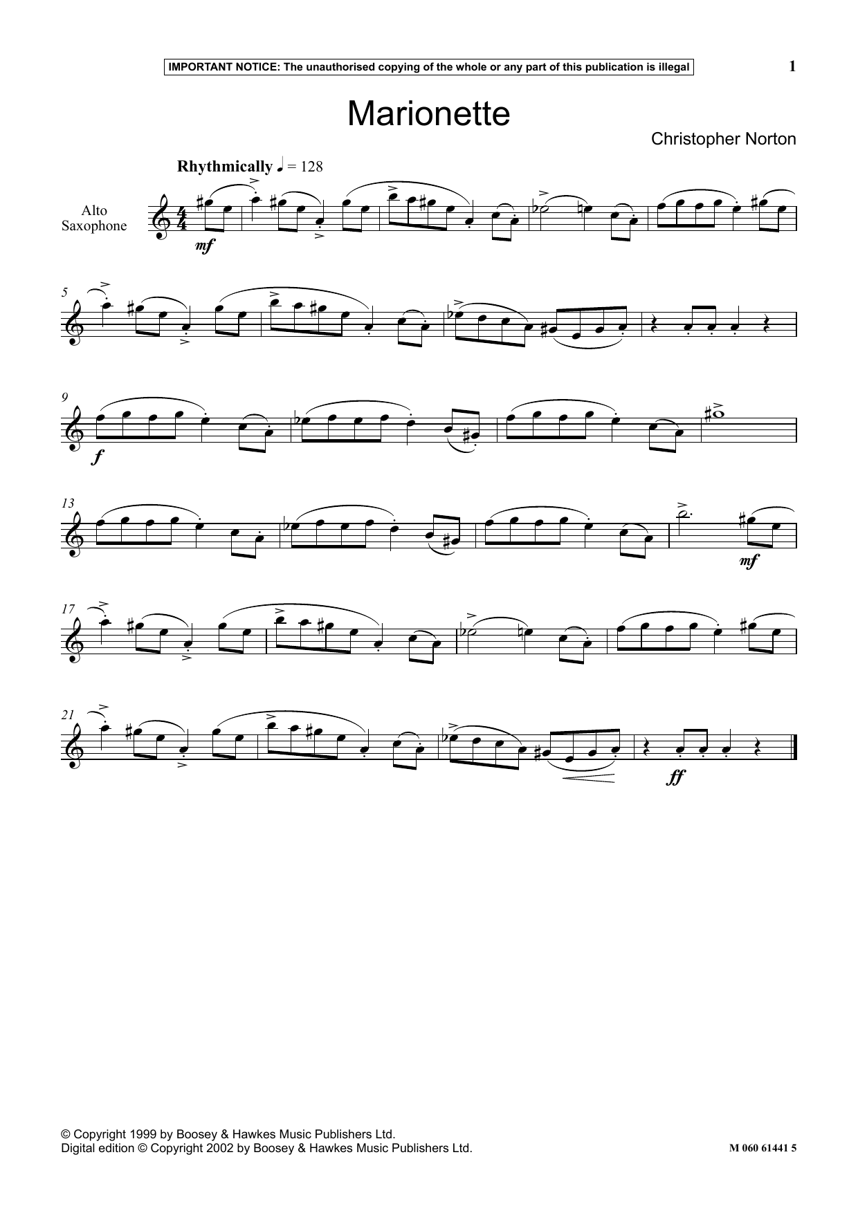 Christopher Norton Marionette sheet music notes and chords arranged for Instrumental Solo