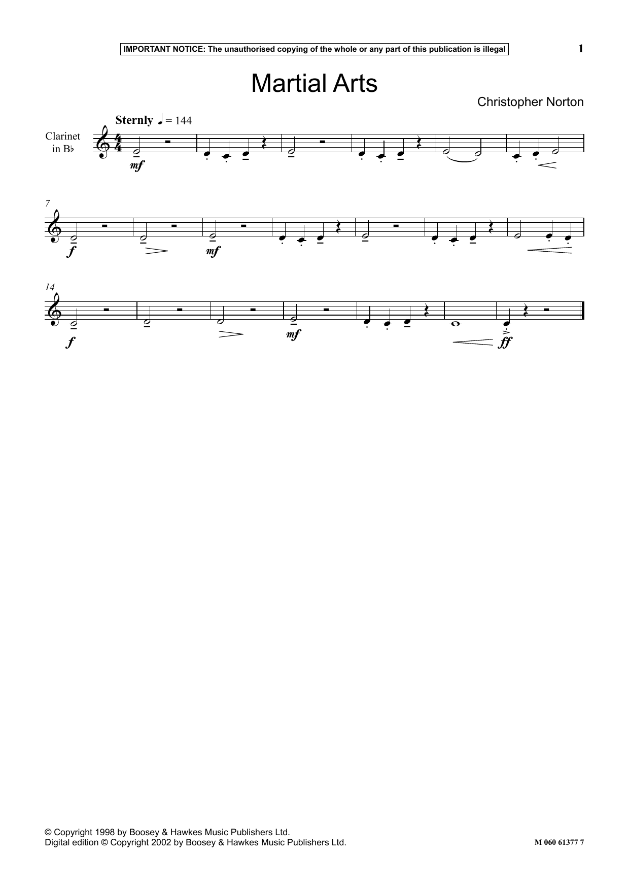 Christopher Norton Martial Arts sheet music notes and chords arranged for Instrumental Solo