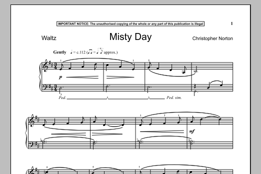 Christopher Norton Misty Day sheet music notes and chords arranged for Piano Solo