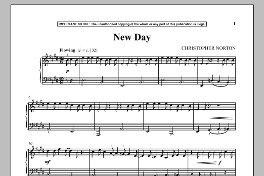 Christopher Norton New Day sheet music notes and chords arranged for Piano Solo