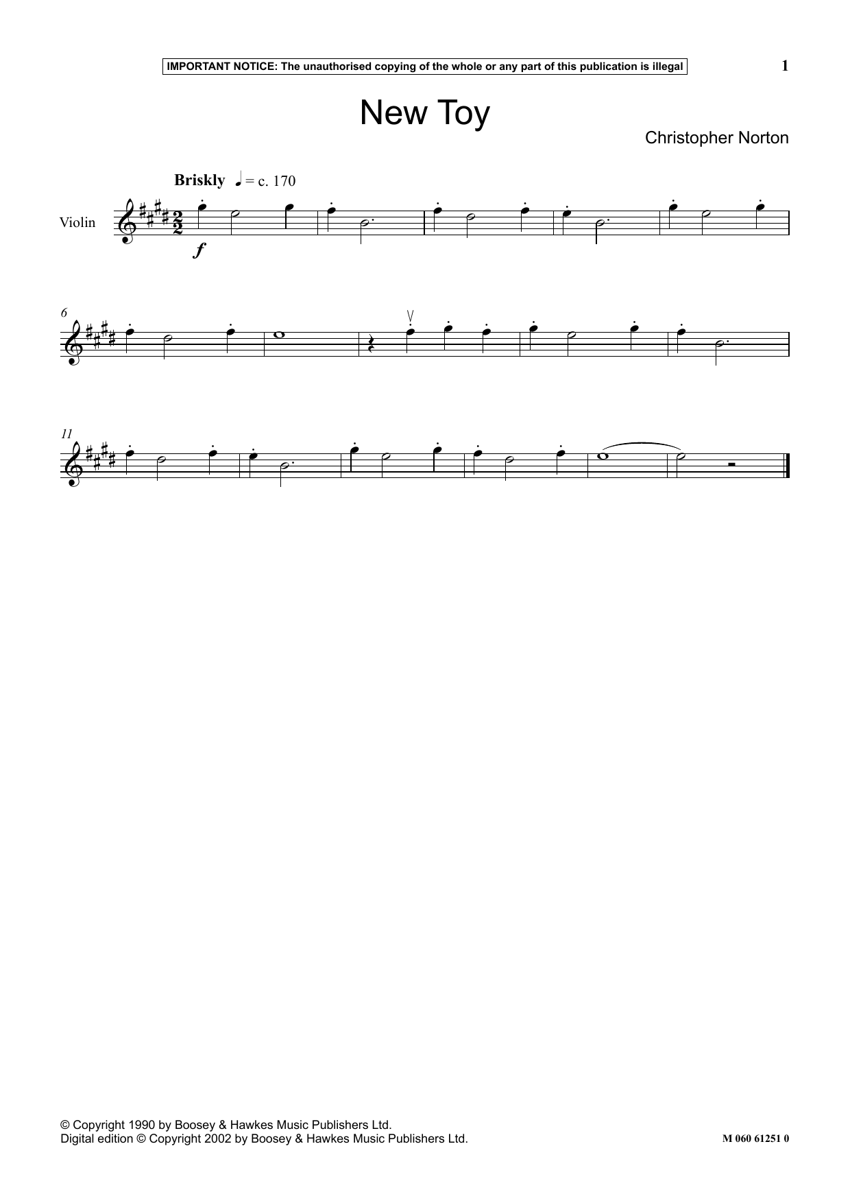 Christopher Norton New Toy sheet music notes and chords arranged for Instrumental Solo