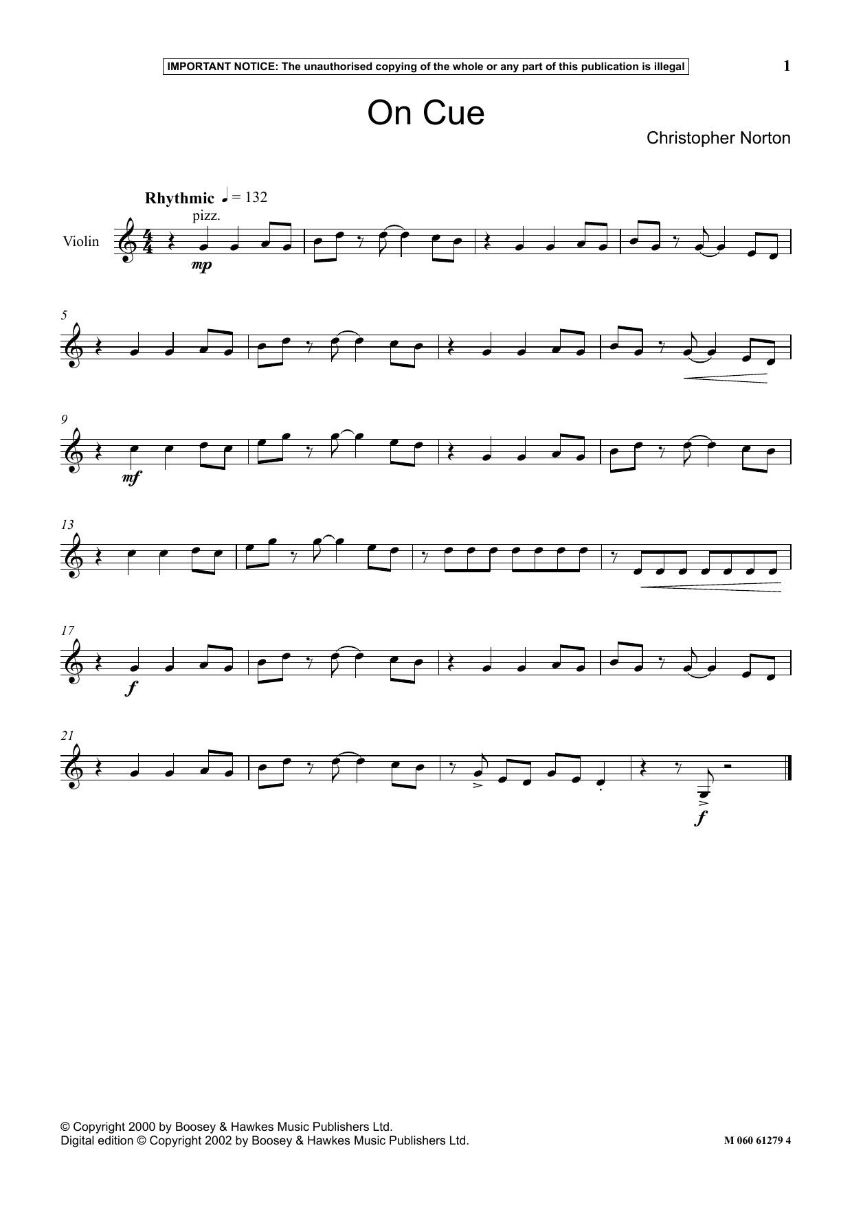 Christopher Norton On Cue sheet music notes and chords arranged for Instrumental Solo