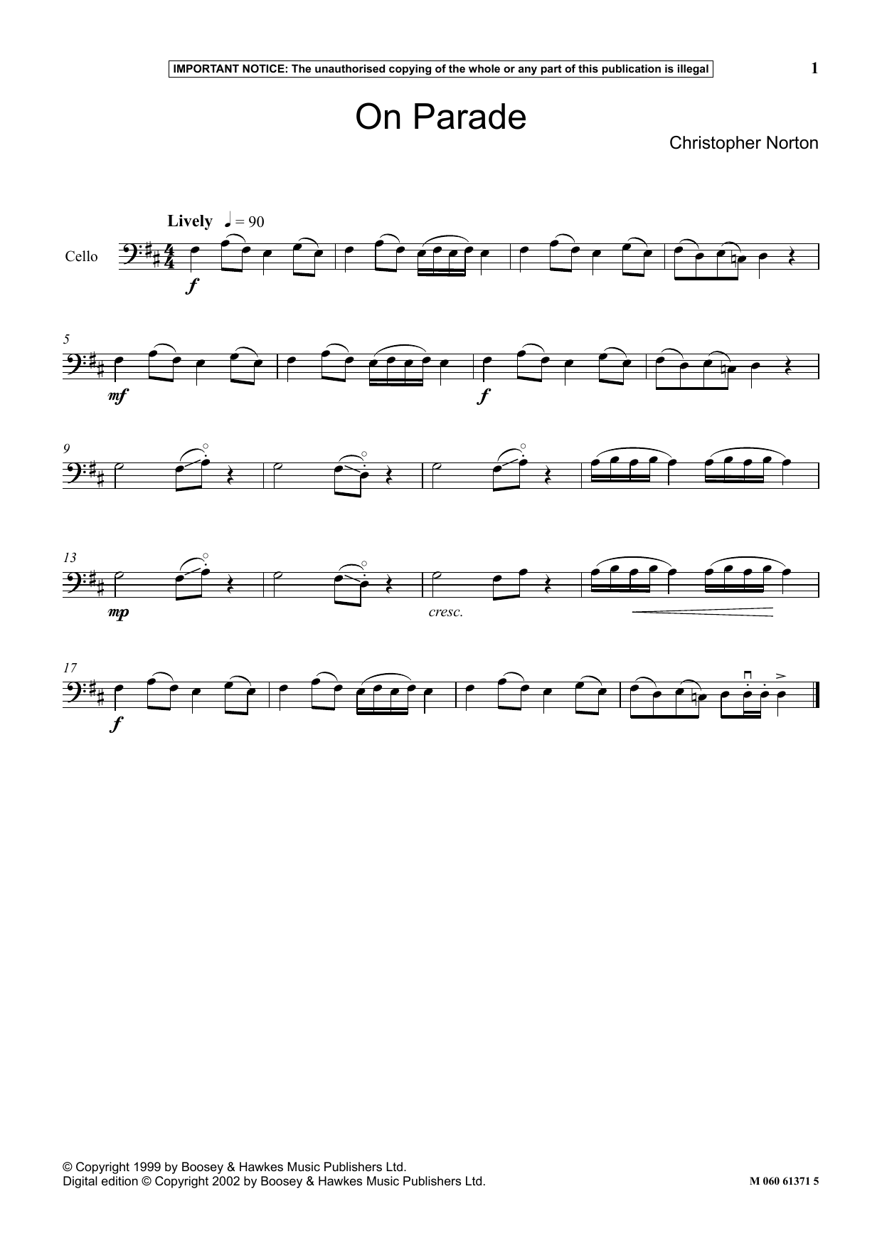 Christopher Norton On Parade sheet music notes and chords arranged for Instrumental Solo