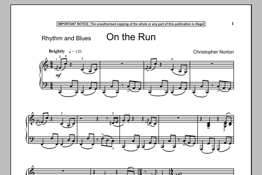 Christopher Norton On The Run sheet music notes and chords arranged for Piano Solo