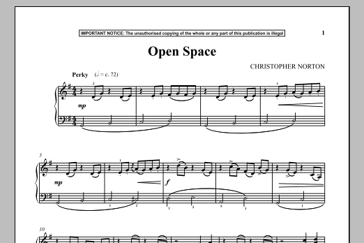 Christopher Norton Open Space sheet music notes and chords arranged for Piano Solo