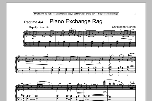 Christopher Norton Piano Exchange Rag sheet music notes and chords arranged for Piano Solo