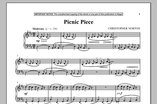 Christopher Norton Picnic Piece sheet music notes and chords arranged for Piano Solo