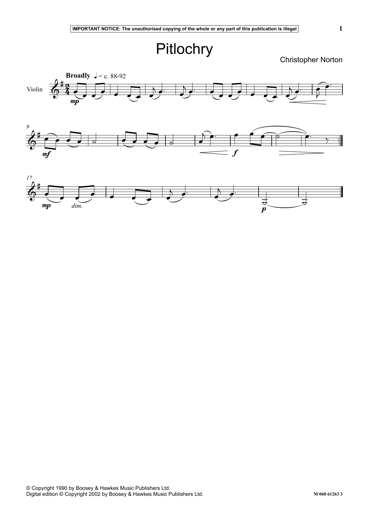 Christopher Norton Pitlochry sheet music notes and chords arranged for Instrumental Solo