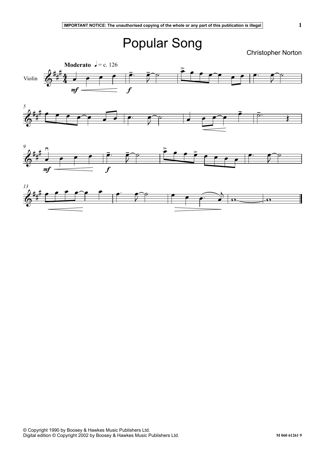 Christopher Norton Popular Song sheet music notes and chords arranged for Instrumental Solo