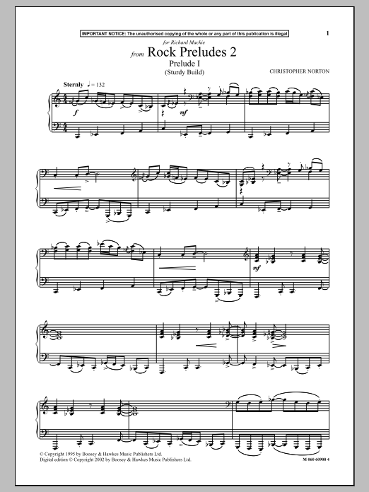 Christopher Norton Prelude I (Sturdy Build) (from Rock Preludes 2) sheet music notes and chords arranged for Piano Solo