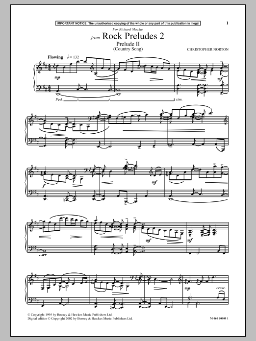 Christopher Norton Prelude II (Country Song) (from Rock Preludes 2) sheet music notes and chords arranged for Piano Solo