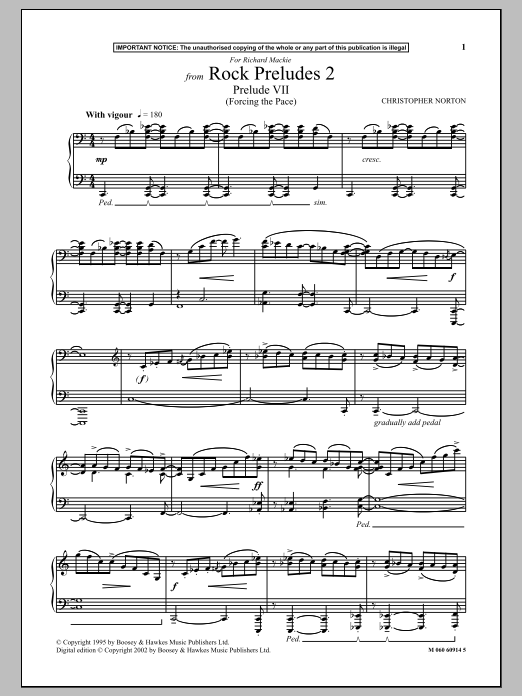 Christopher Norton Prelude VII (Forcing the Pace) (from Rock Preludes 2) sheet music notes and chords arranged for Piano Solo