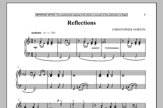 Christopher Norton Reflections sheet music notes and chords arranged for Piano Solo