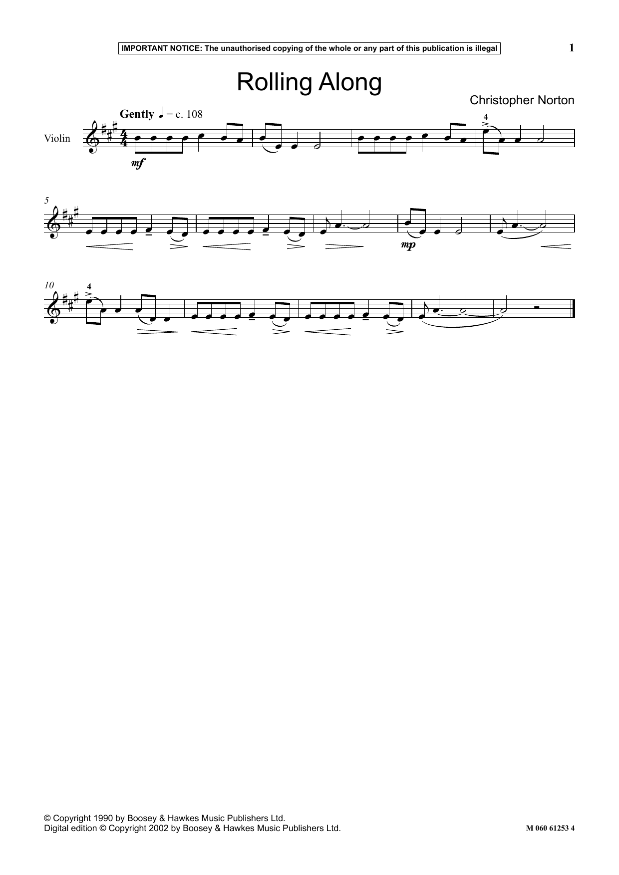 Christopher Norton Rolling Along sheet music notes and chords arranged for Instrumental Solo