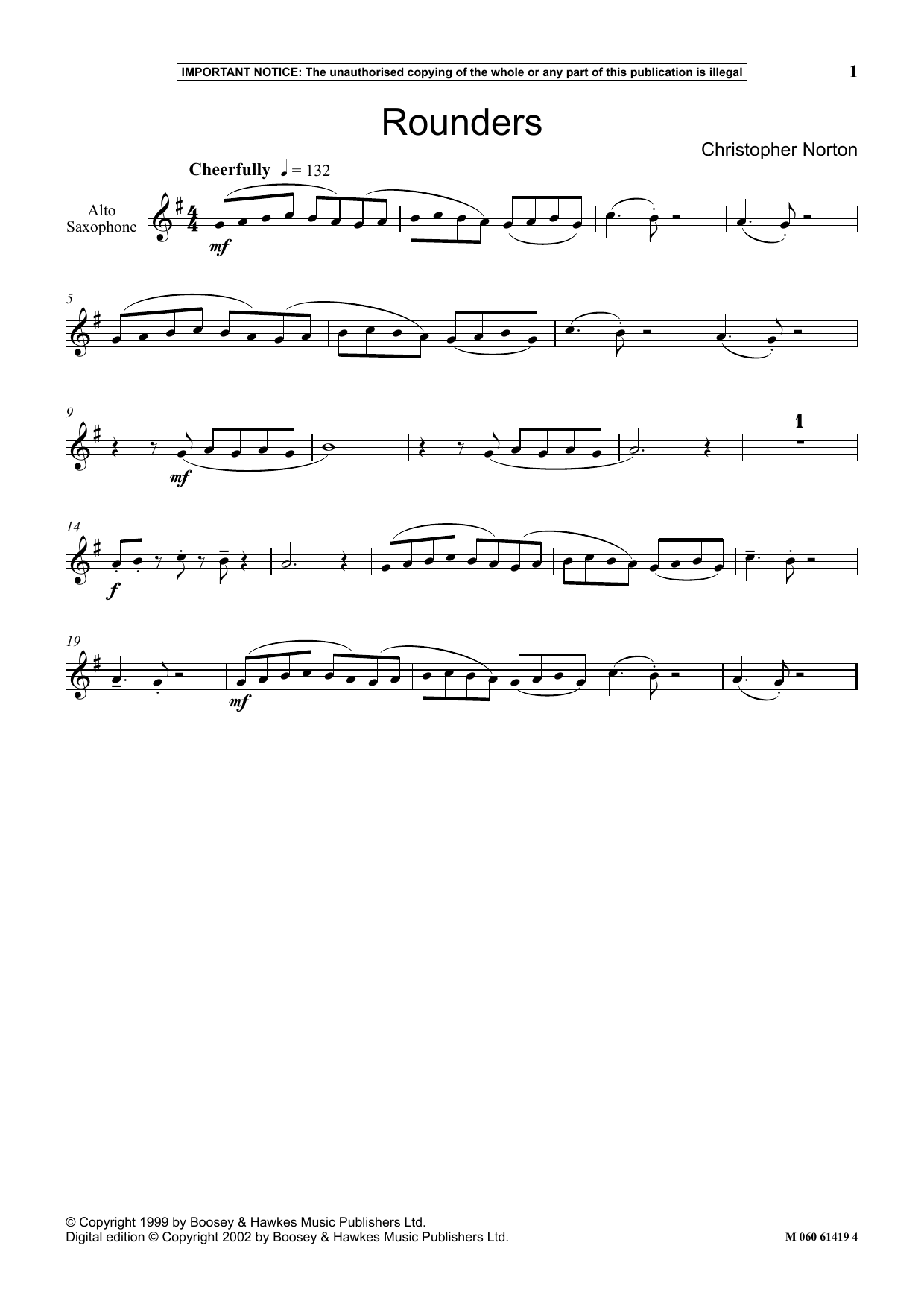 Christopher Norton Rounders sheet music notes and chords arranged for Instrumental Solo