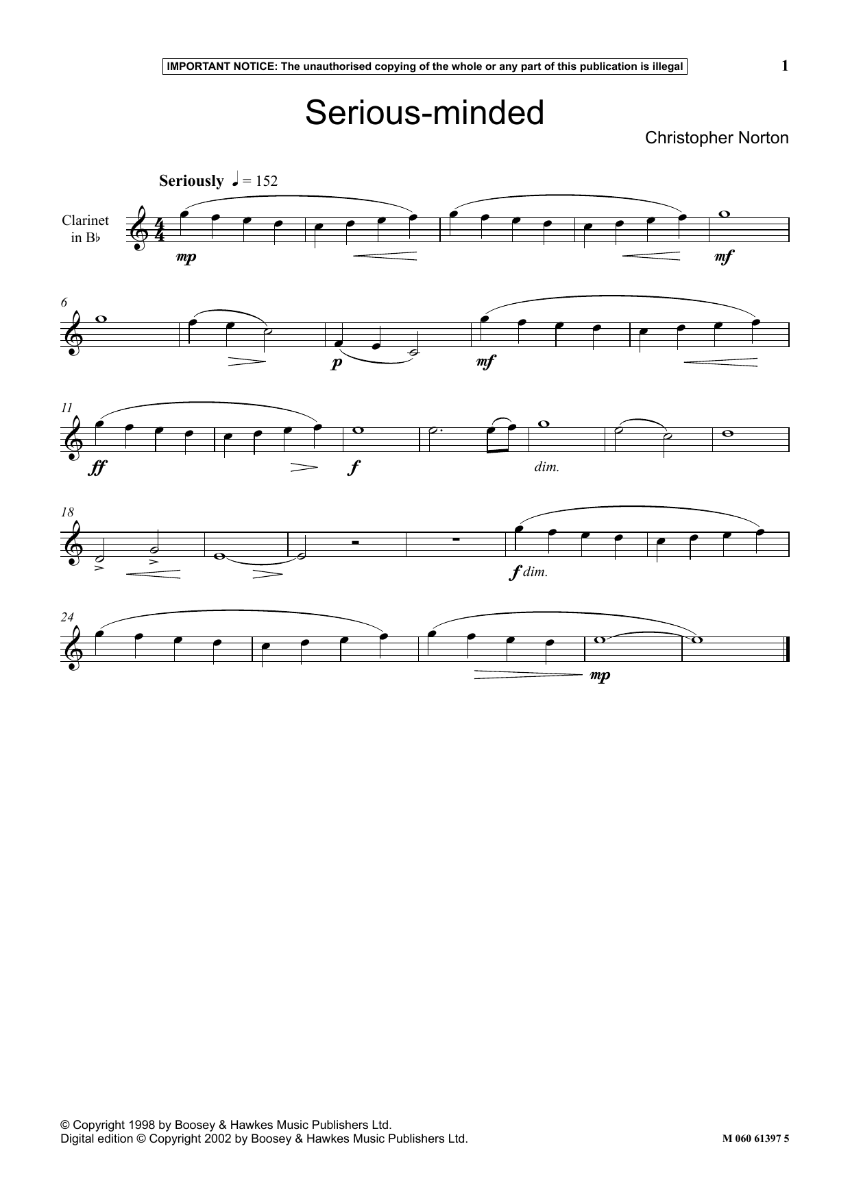 Christopher Norton Serious Minded sheet music notes and chords arranged for Instrumental Solo