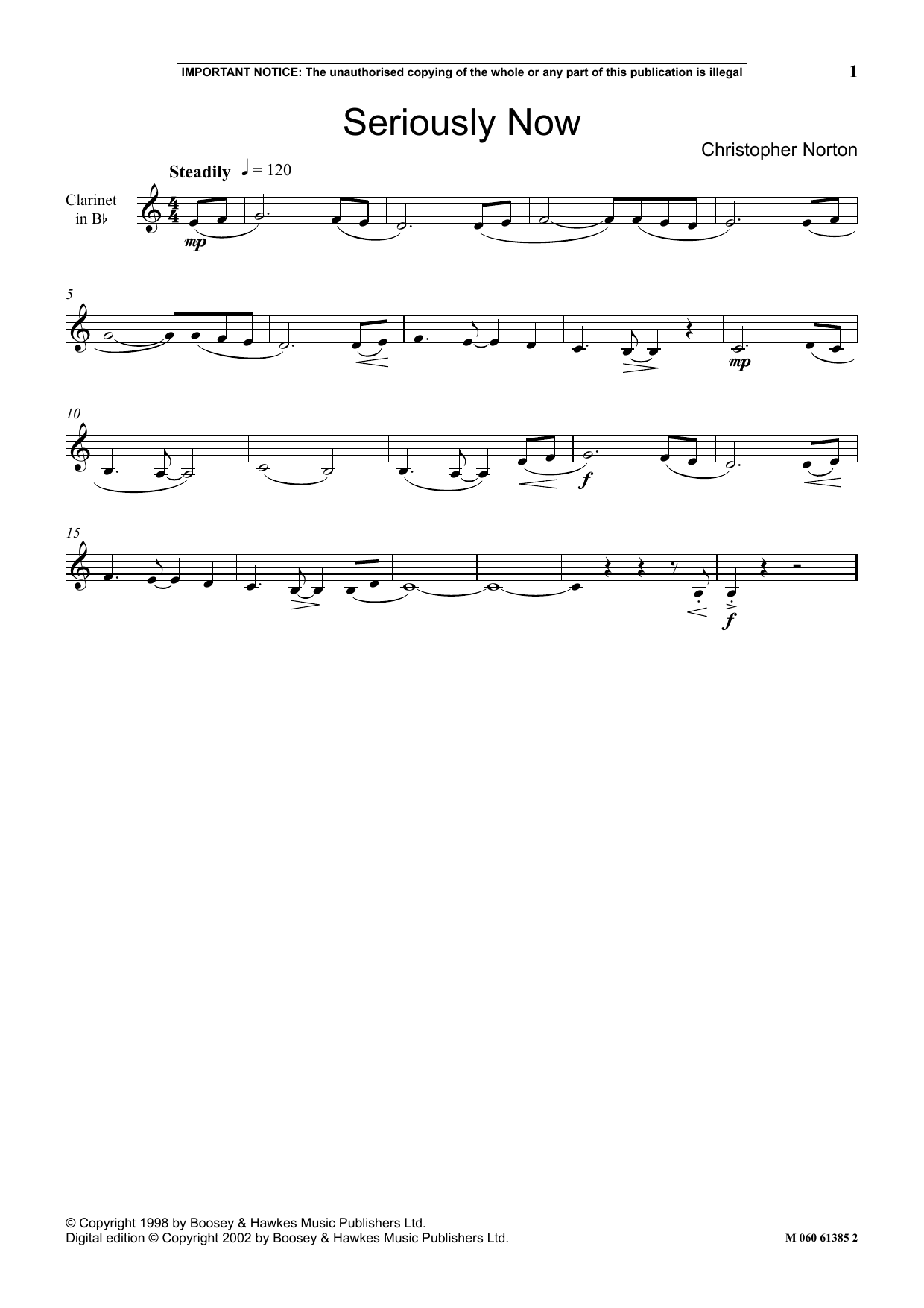 Christopher Norton Seriously Now sheet music notes and chords arranged for Instrumental Solo