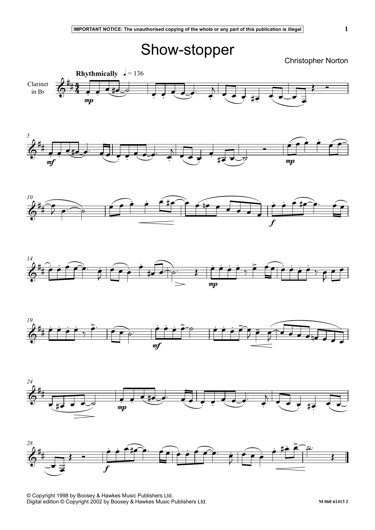 Christopher Norton Show-stopper sheet music notes and chords arranged for Instrumental Solo