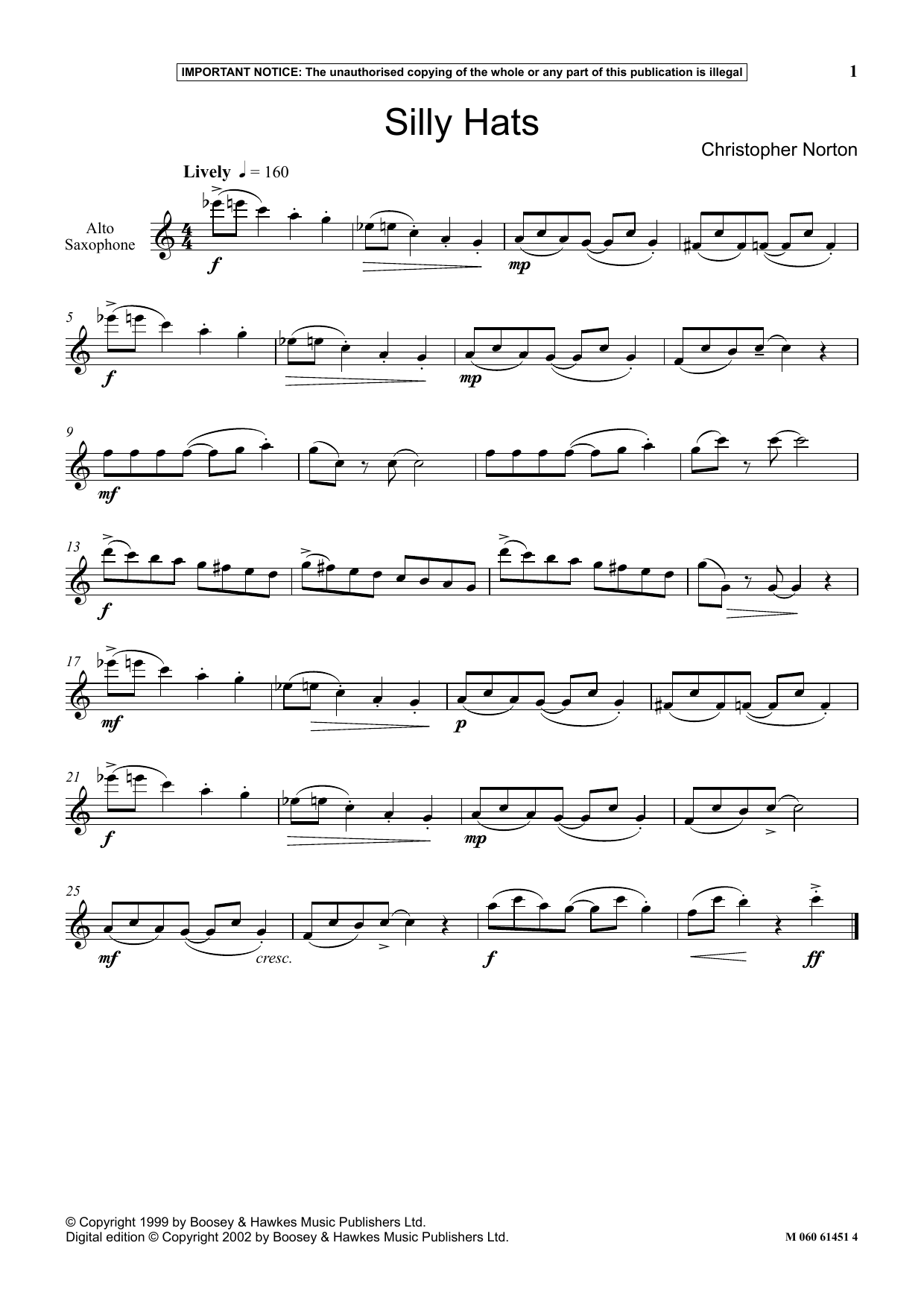 Christopher Norton Silly Hats sheet music notes and chords arranged for Instrumental Solo