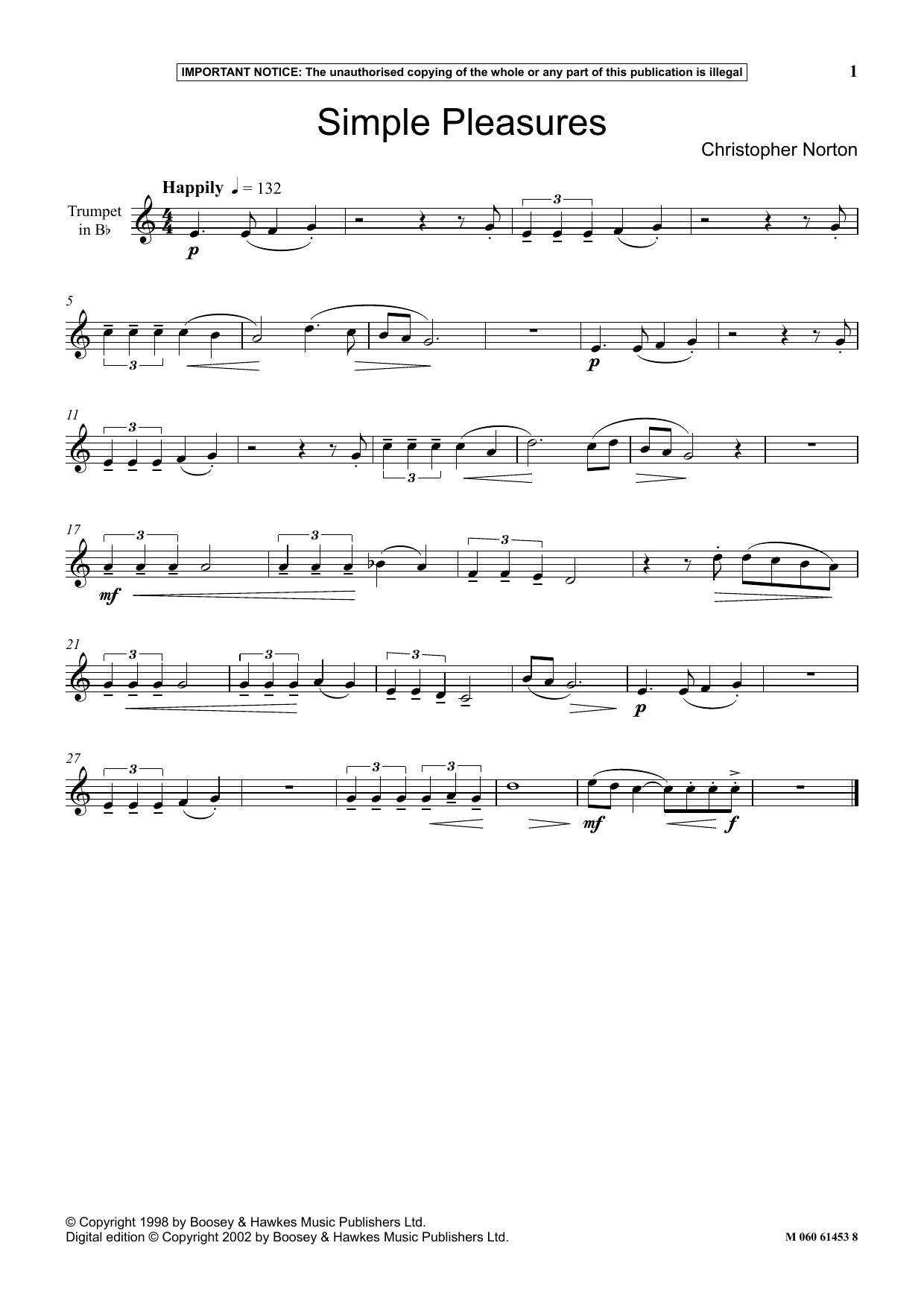 Christopher Norton Simple Pleasures sheet music notes and chords arranged for Instrumental Solo