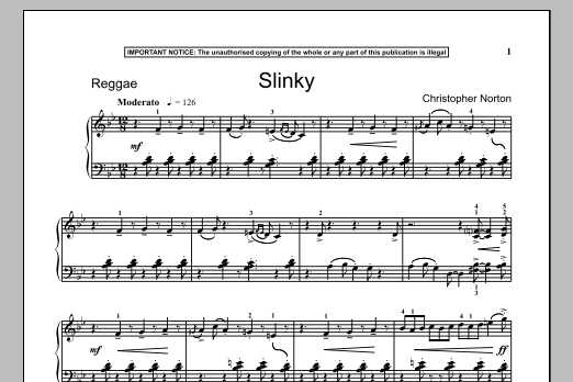 Christopher Norton Slinky sheet music notes and chords arranged for Piano Solo