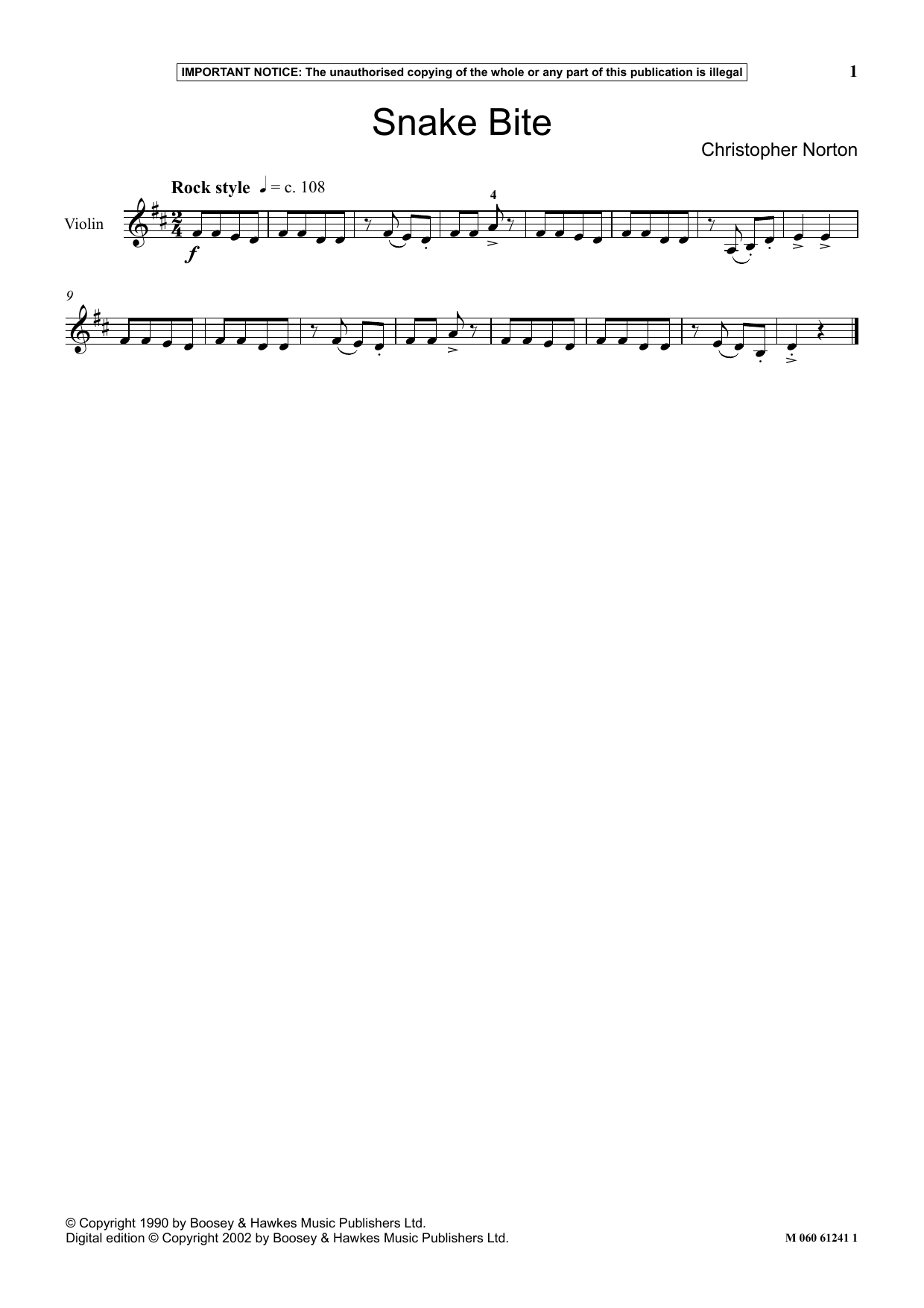 Christopher Norton Snake Bite sheet music notes and chords arranged for Instrumental Solo