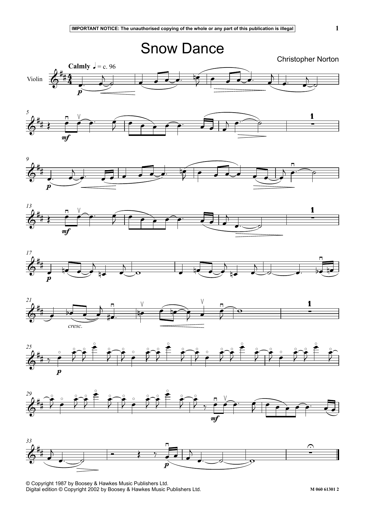 Christopher Norton Snow Dance sheet music notes and chords arranged for Instrumental Solo