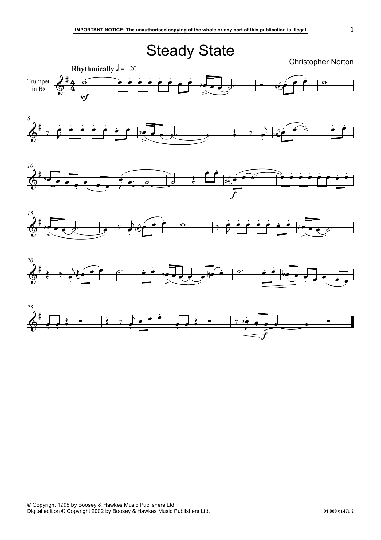 Christopher Norton Steady State sheet music notes and chords arranged for Instrumental Solo