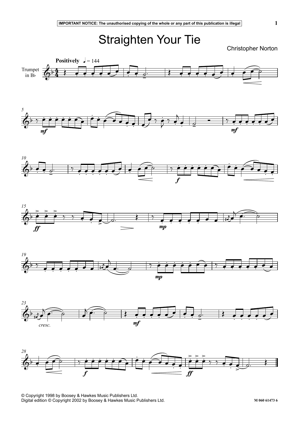Christopher Norton Straighten Your Tie sheet music notes and chords arranged for Instrumental Solo
