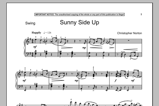 Christopher Norton Sunny Side Up sheet music notes and chords arranged for Piano Solo