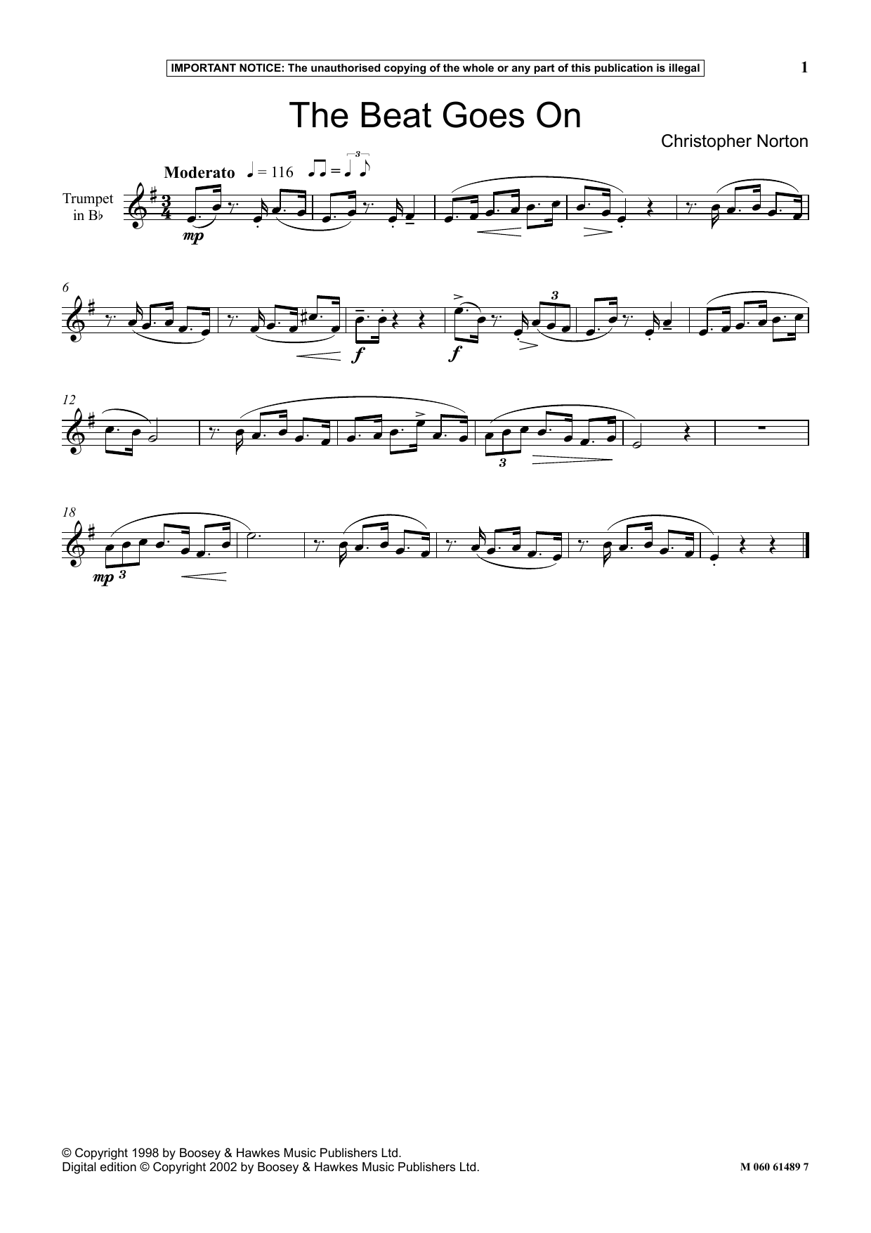 Christopher Norton The Beat Goes On sheet music notes and chords arranged for Instrumental Solo