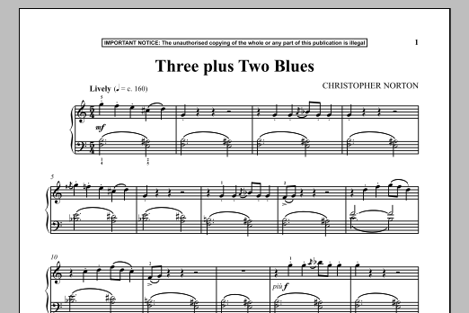 Christopher Norton Three Plus Two Blues sheet music notes and chords arranged for Piano Solo