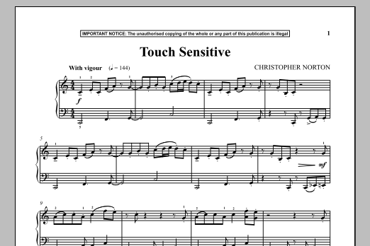 Christopher Norton Touch Sensitive sheet music notes and chords arranged for Piano Solo