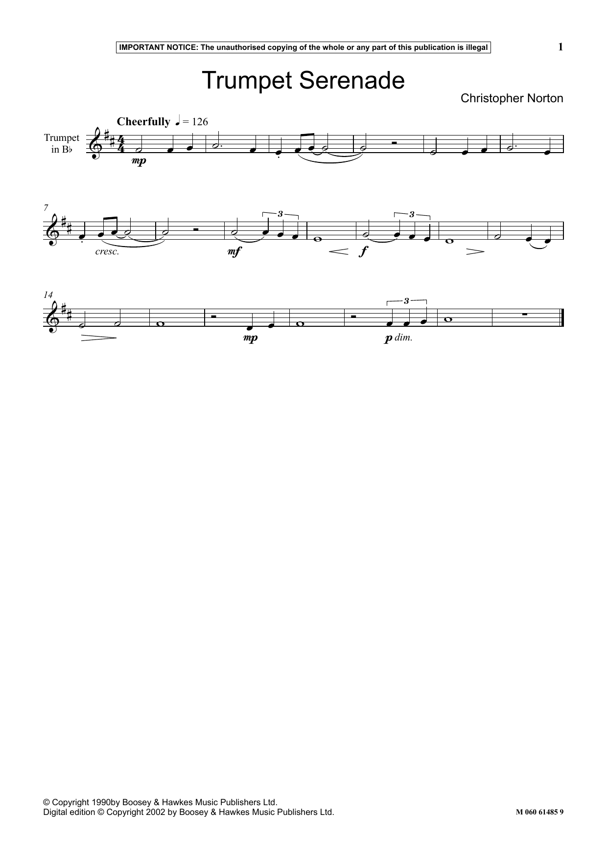 Christopher Norton Trumpet Serenade sheet music notes and chords arranged for Instrumental Solo