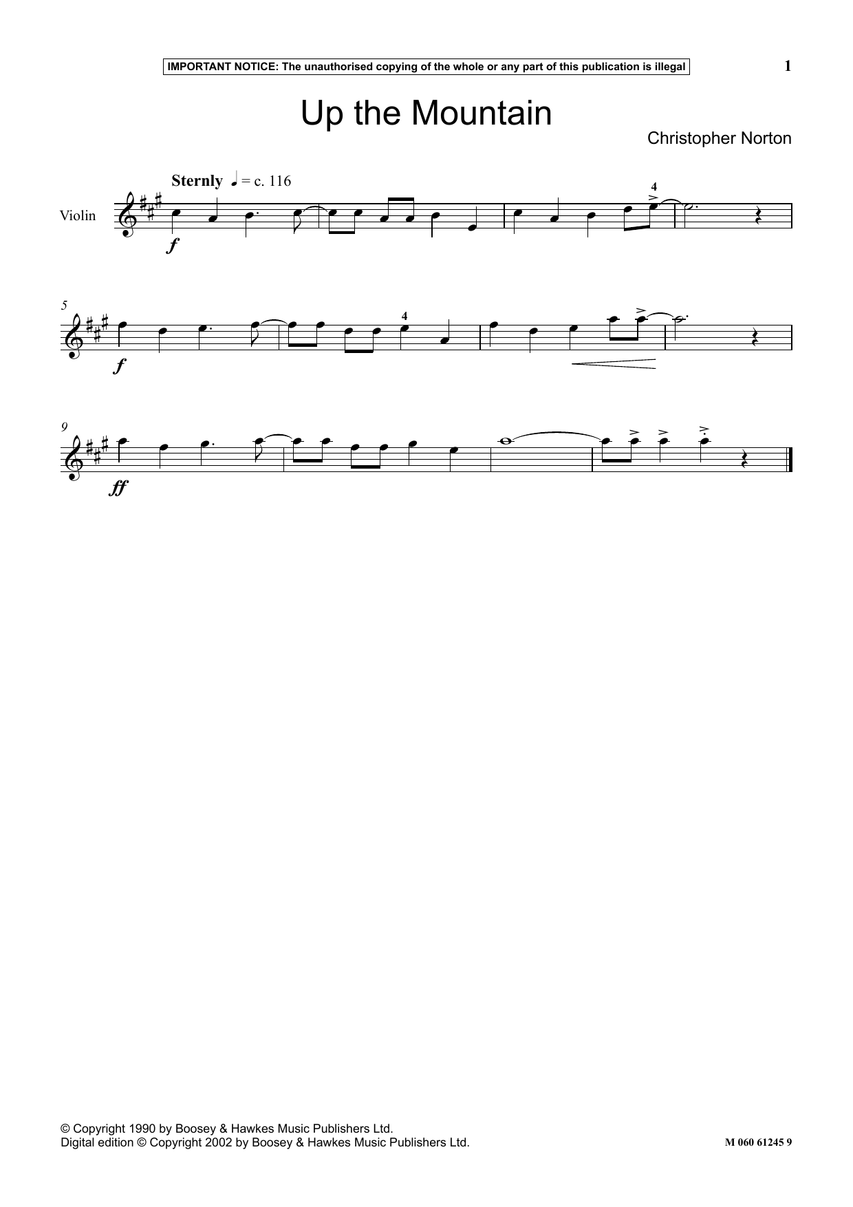 Christopher Norton Up The Mountain sheet music notes and chords arranged for Instrumental Solo