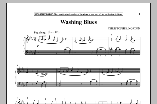 Christopher Norton Washing Blues sheet music notes and chords arranged for Piano Solo