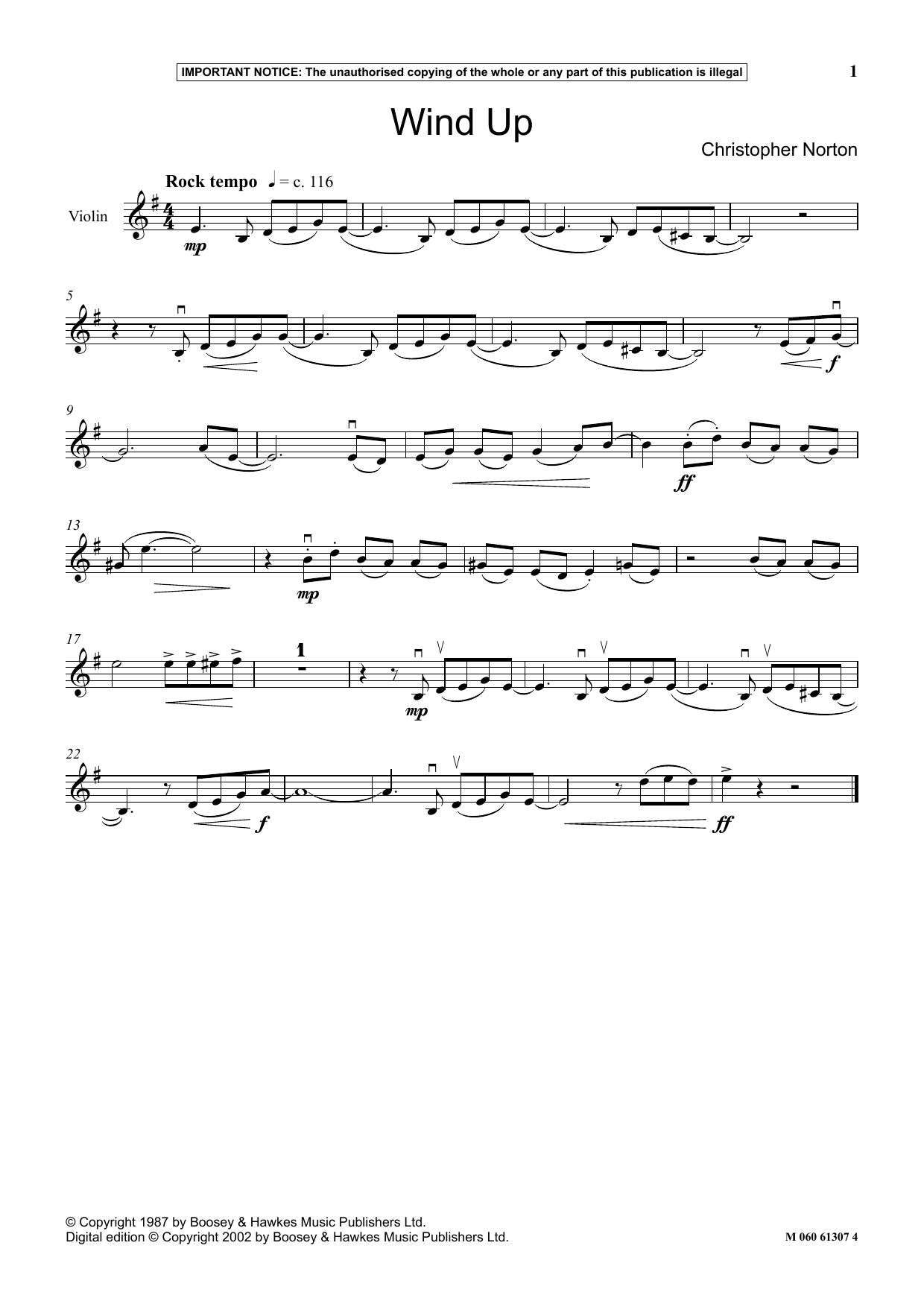 Christopher Norton Wind Up sheet music notes and chords arranged for Instrumental Solo