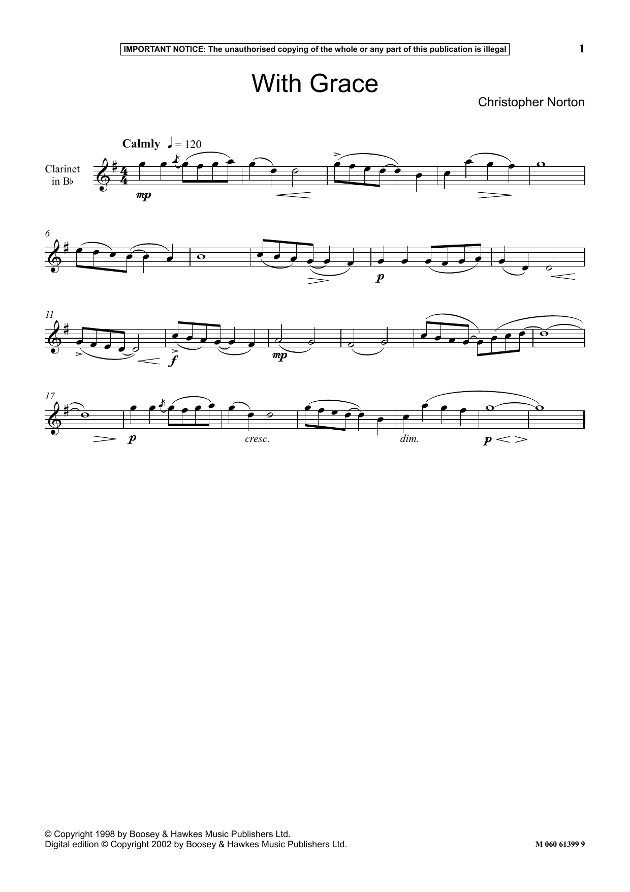 Christopher Norton With Grace sheet music notes and chords arranged for Instrumental Solo