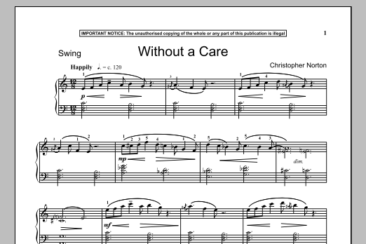Christopher Norton Without A Care sheet music notes and chords arranged for Piano Solo